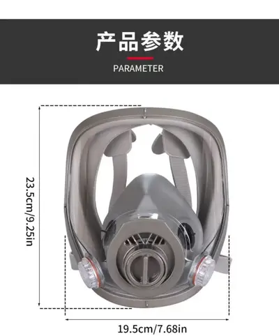 Full-Face Gas Mask with Three Ports, Compatible with Filter Canisters - 10