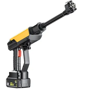 Portable high-pressure water gun with lithium battery for multiple cleaning uses
