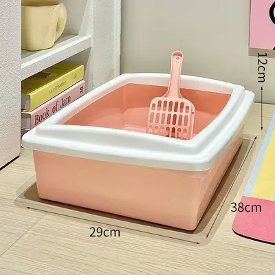 Large Semi-Enclosed Cat Litter Box, Thick Rectangular, Anti-Tracking - 13