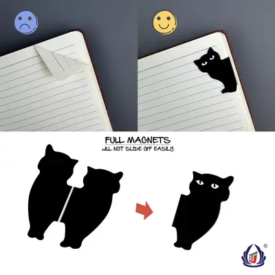 Black Cat Cute Magnetic Bookmark Cat Lovers Gift Bookmark Student Teacher School Home Black Cat Gift Bookmark