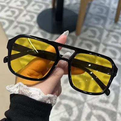 Eckige Sonnenbrille im Bonbonfarben-Design, Doppelsteg, UV-Schutz - 12