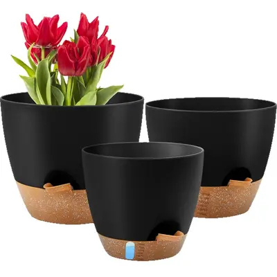 Manufacturer Wholesale Cross-Border Best-Selling Amazon Self-Watering Visible Water Level Plastic Flower Pot for Balcony Courtyard Golden Pothos Aloe Vera