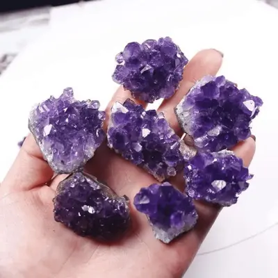 Amethyst-Cluster Mineralprobe, Geoden-Scheibe aus Naturkristall