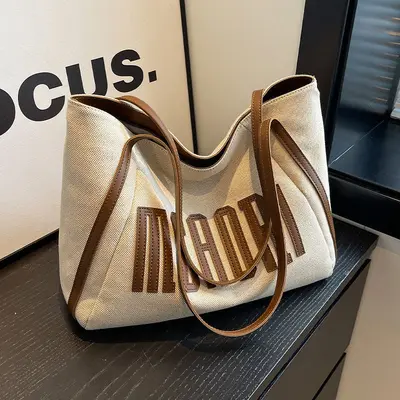 Women's Large Canvas Tote Bag, Single Shoulder Strap