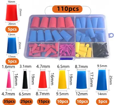 Silicone Plug Set, Conical, Colored, Hole Protection - 10