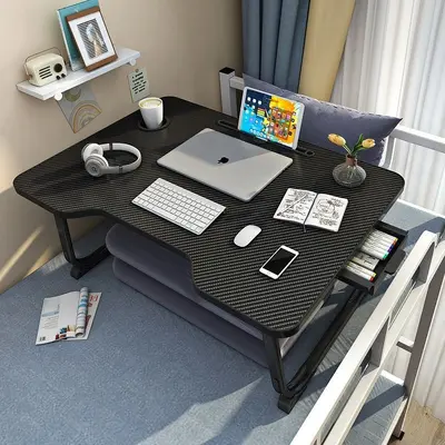 Foldable Study Desk with Large Tabletop, Bedroom - 4