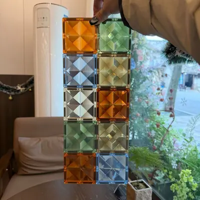 Magnetic Building Tiles Refill Set Stained Glass Puzzle for Kids Educational Toy - 3
