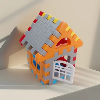 Renkli pencereli kale yapı taşları oyuncağı - 13