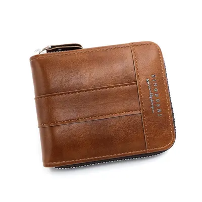 Retro Men's Short Wallet with Chain, Multi-Card Slots and Coin Pocket - 7