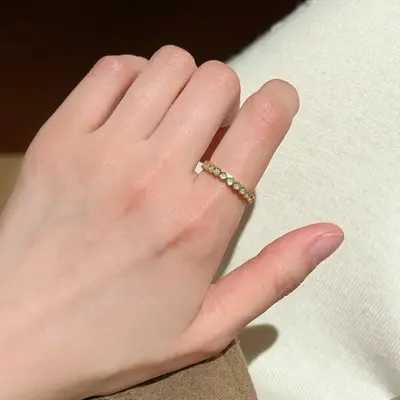 S925 sterling silver turquoise brushed ring - 2