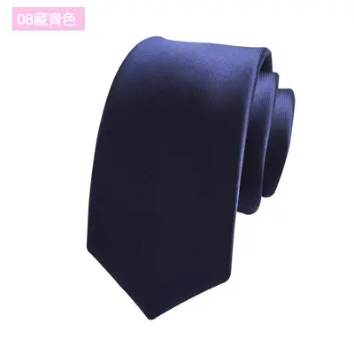 Men's Narrow Solid Color Tie, 6cm, Korean Style, Formal and Wedding - 13