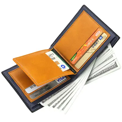 Men's Short Leather Wallet, Litchi Pattern, Korean Style - 6