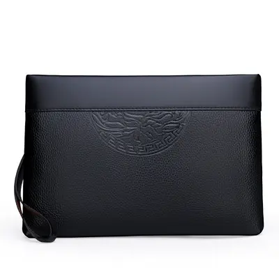 Men's Light Luxury Genuine Leather Clutch, Casual Envelope Style, Large Capacity - 7