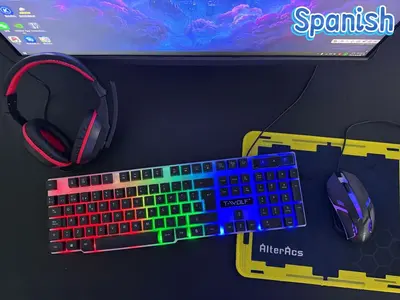 T-WOLF TF240 oyun klavyesi, mouse, kulaklık ve mouse pad seti dörtü bir arada İspanyolca versiyonu - 8