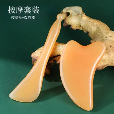 Imitations-Hornmeridian-Bürste Schabebrett speziell für Rücken, Nacken, Beine, Gesicht und Augen Sehnen-Akupunkturstab Harz Schönheits-Massagegerät - 9