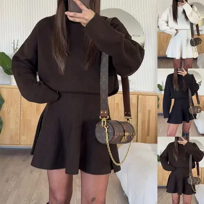 Women's Korean Style Knit Two-Piece Sports Suit