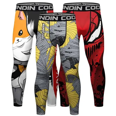 Erkek spor pantolonu, 3D baskılı, sıkıştırmalı, hızlı kuruyan kumaş