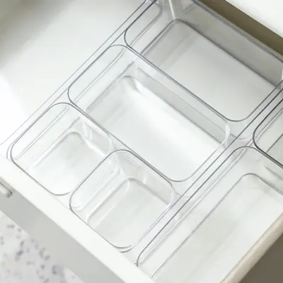 Çekmece bölmesi saklama kutusu masa dolabı dahili kırtasiye kalem dikdörtgen plastik masa düzenleyici küçük yerleştirme kutusu - 5