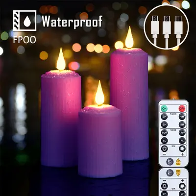 USB-aufladbare wasserdichte LED-Säulenkerze mit Fernbedienung
