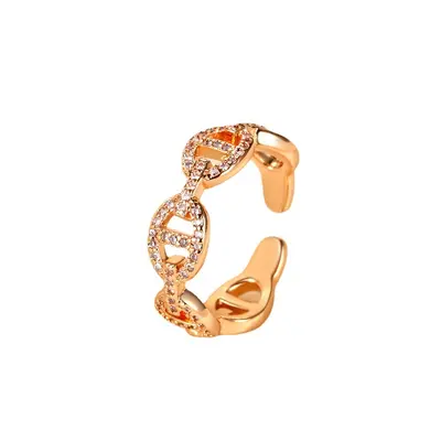 Gold-plated pig nose ring, full diamond set