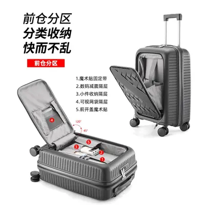 Impact-Resistant Trolley Suitcase with Zipper and Combination Lock - 3