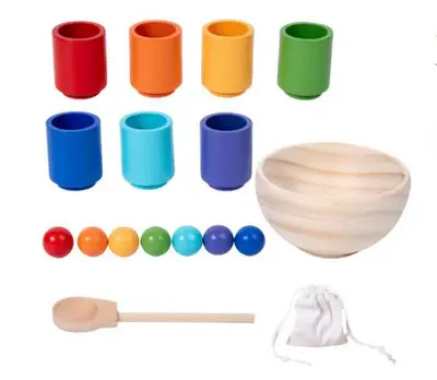 Cross-border Montessori early education ten-color sorting containers color recognition matching children's concentration training wooden educational toys - 10