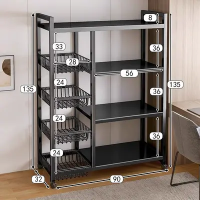 Kitchen storage shelf multi-layer mobile vegetable basket - 11