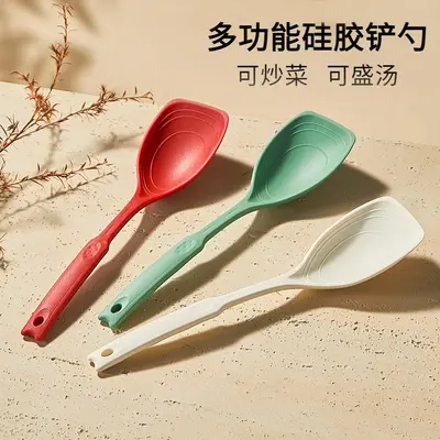 Multifunctional silicone spatula, soup spoon, kitchen daily use kitchen food supplement tool, non-stick spatula, high temperature resistant kitchen utensils