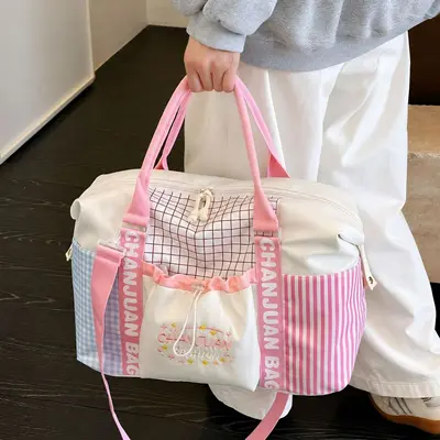 Color-block travel bag, large capacity portable