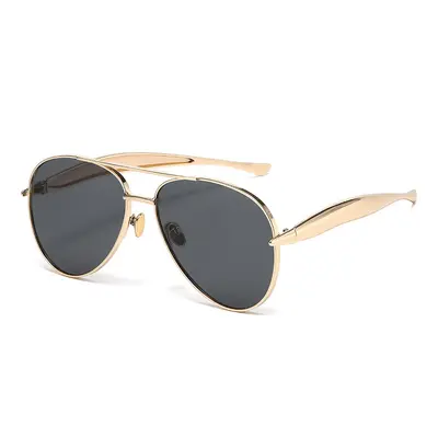 Retro Double-Bridge Metal Sunglasses for Women, Oversized Frame - 6