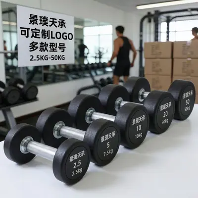Fabrika Doğrudan Satış Kauçuk Kaplamalı Yuvarlak Başlı Dumbbell Erkek Ev Gym Dumbbell Seti Fitness Özel Katı Dökme Demir - 3