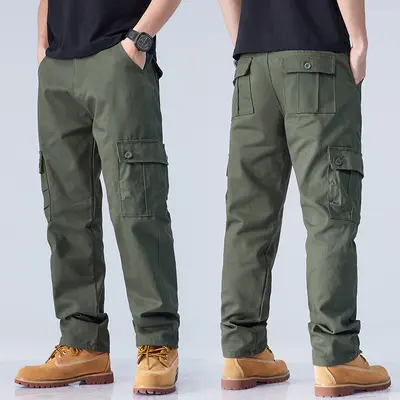 Men's Multi-Pocket Loose Straight-Leg Cargo Pants, Durable - 9