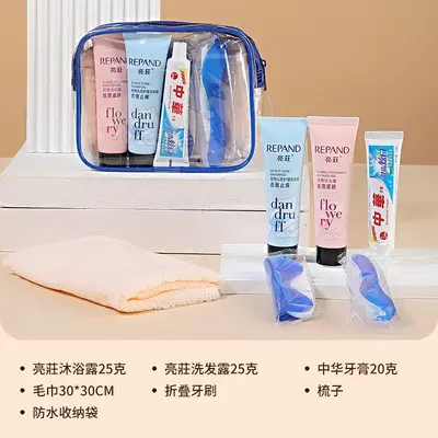 Travel Toiletry Set Shampoo and Body Wash Mini Bottles Travel Size Toiletries Complete Set Portable Wash Bag