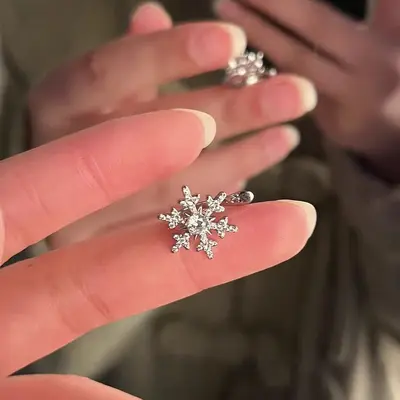 Çiçek desenli kulak klipsi, piercing gerektirmez - 9
