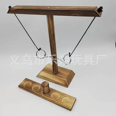 Ring Toss Games Wooden Toy Bar Family Desktop Hook and Loop Ring Toss Game - 12