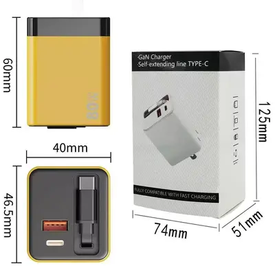 80W galyum nitrür süper hızlı şarj, Apple ve Android ile tam uyumlu, çoklu bağlantı noktalı 3C sertifikalı şarj cihazı, sınır ötesi toptan satış.