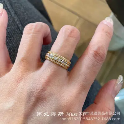 老钱风！中古满钻鸢尾花戒指女轻奢小众高级感独特叠戴食指戒指环 - 9