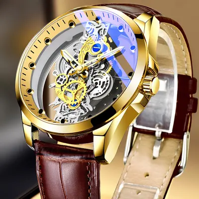 Doppelseitige transparente hohle vollautomatische Herrenuhr, wasserdichte leuchtende Quarzuhr, Douyin neue grenzüberschreitende - 8