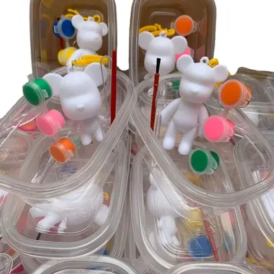 Hand-Painted Liquid Bear DIY Keychain with Gift Box