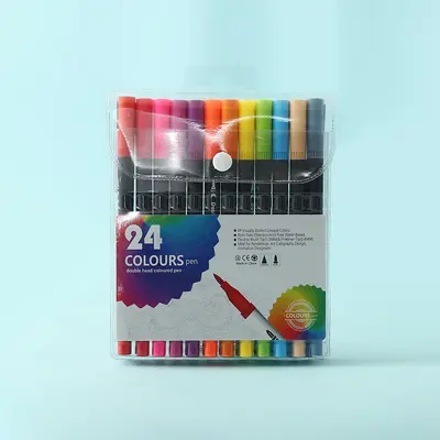 Çift uçlu suluboya kalem 120 renk yıkanabilir çevre dostu çocuk fırça seti öğrenci sanat boyama su bazlı kanca hattı kalem - 10