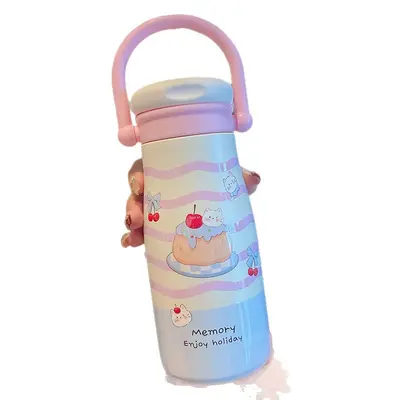 Cartoon Stainless Steel Insulated Straw Cup, Large Capacity - 5