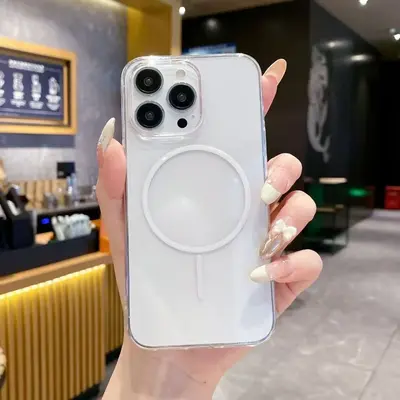 İnce şeffaf Apple manyetik kılıf 18Promax cep telefonu kılıfı iPhone17 plus sert 15pro darbeye dayanıklı kılıf için uygun - 7