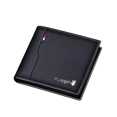 Men's Short Leather Wallet with Integrated Card Holder, Large Capacity
