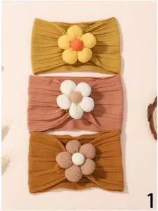 Baby Headband Set, Soft Nylon, Flower Design - 13