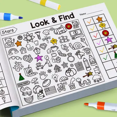 Children's Spot the Difference Coloring Book with Early Learning Flash Cards - 5