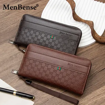 Yeni Model İş Adamı Erkek Uzun Clutch Çanta Büyük Hacimli Kabartmalı Moda Fermuarlı Cüzdan Çok Fonksiyonlu Bozuk Para Cüzdanı
