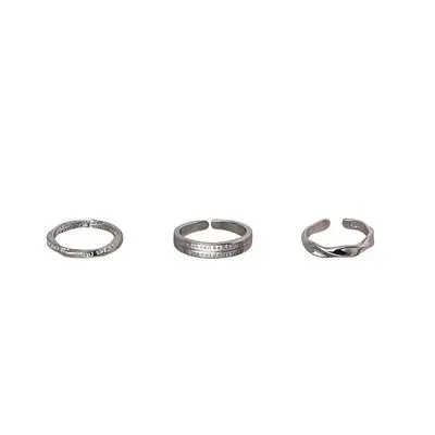 Silber dreiteiliges Ringset Damen, minimalistisch