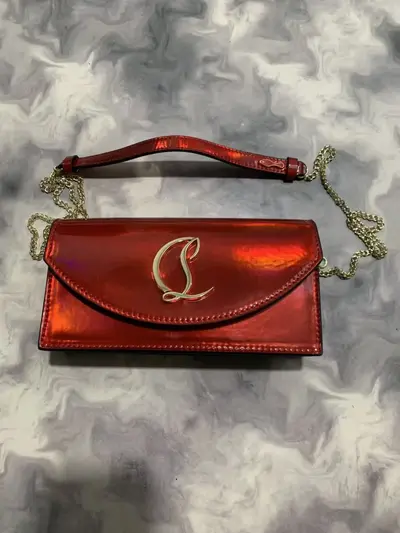 Genuine Leather Underarm Shoulder Bag with Small Square Chain - 4