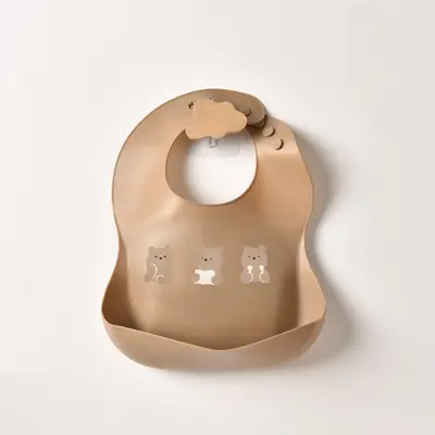 Silikon-Lätzchen Baby-Esslatz Nahrungsergänzungs-Lätzchen wasserdichtes Stereo vergrößertes Speicheltuch Bär Lebensmittelklasse Silikon-Lätzchen - 9