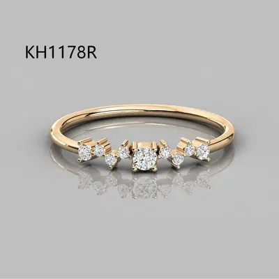 S925 Silver 18K Gold Plated Moissanite Stackable Ring - 7